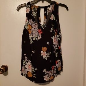 Black floral sleeveless top